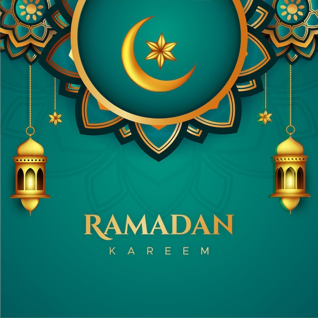 Ramadan kareem-wenskaart in papieren stijl