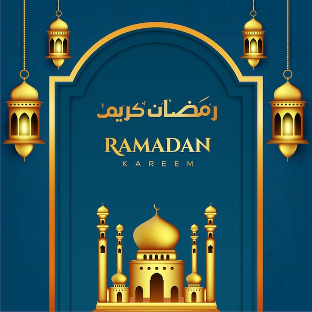 Ramadan kareem-wenskaart in papieren stijl