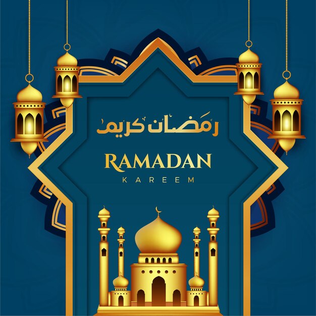 Ramadan kareem-wenskaart in papieren stijl