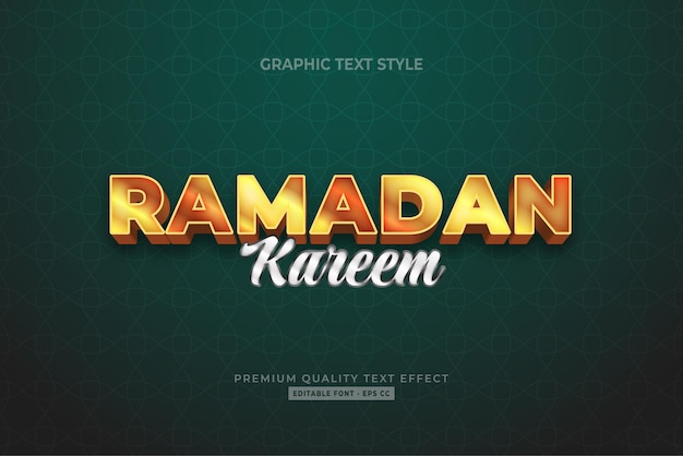 Ramadan kareem with golden silver text effect