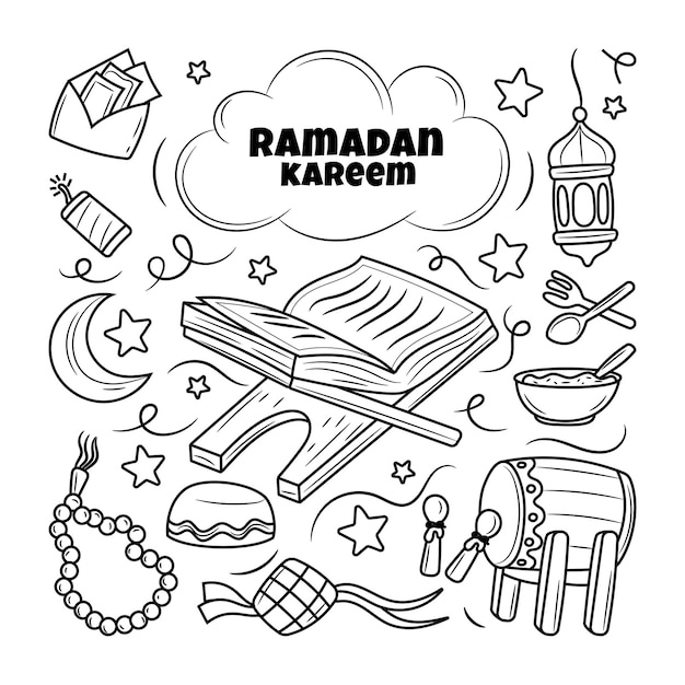 Ramadan kareem con stile doodle disegnato a mano