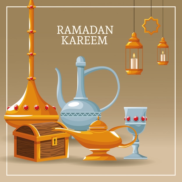 Ramadan kareem with islamic symbols