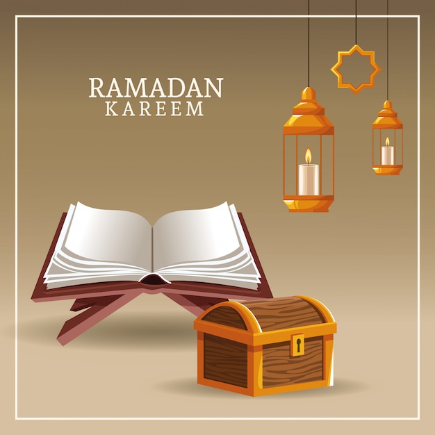 Ramadan kareem with koran and chest