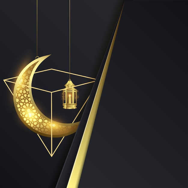 Ramadan kareem with lantern and moon