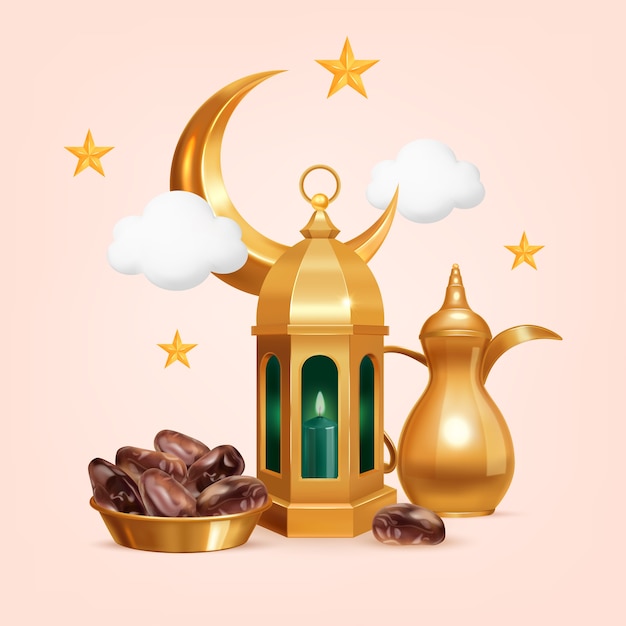 Vector ramadan kareen composition in realistic style