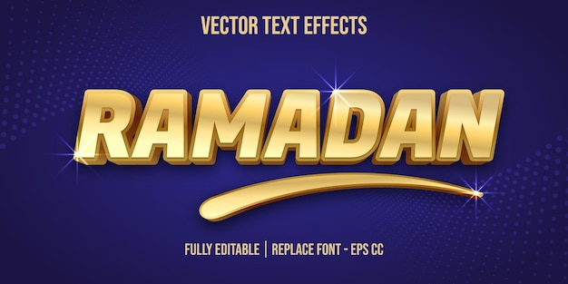 Ramadan karem text effects with glossy golden color effects