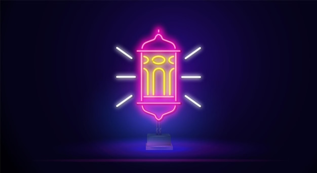 Ramadan karim arabische wenskaart een gloeiende lantaarn een traditioneel arabisch object is een ansichtkaart met een poster het concept van het islamitische festival vectorlamp