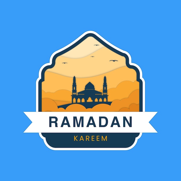 Ramadan label design in paper cut style