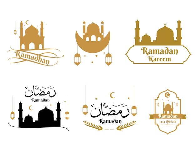 Ramadan Label Flat Design Collections Vector