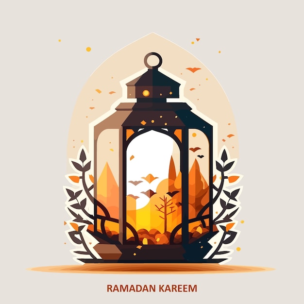 Ramadan lamp illustration islamic design background