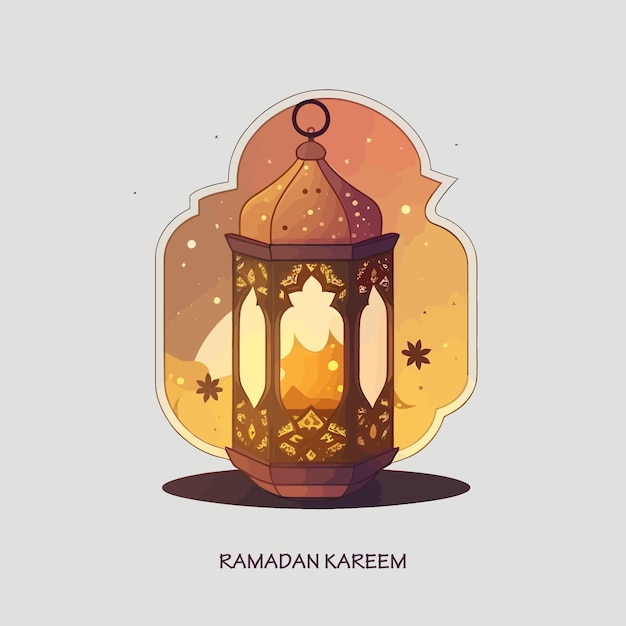 Ramadan lantern in islamic style illustration background