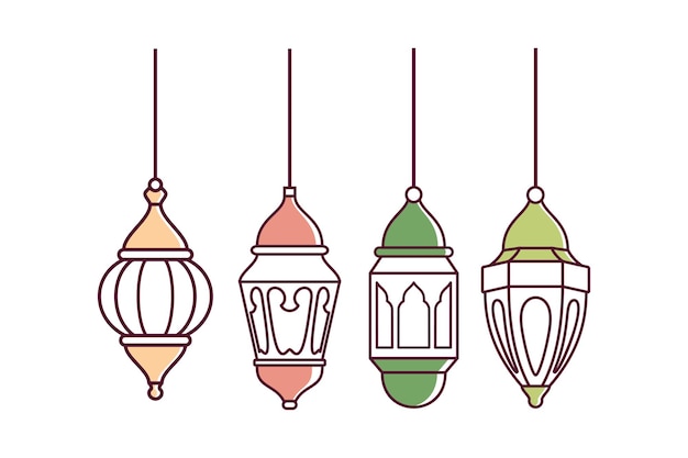 Ramadan lantern symbol vector design with stylish outline on white background