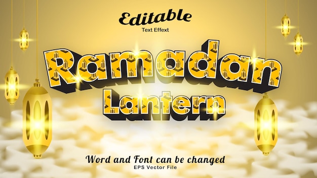 Ramadan Lantern Text Effect Vector