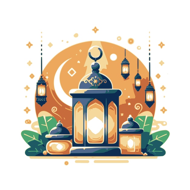 Vector ramadan lantern vector icon white background