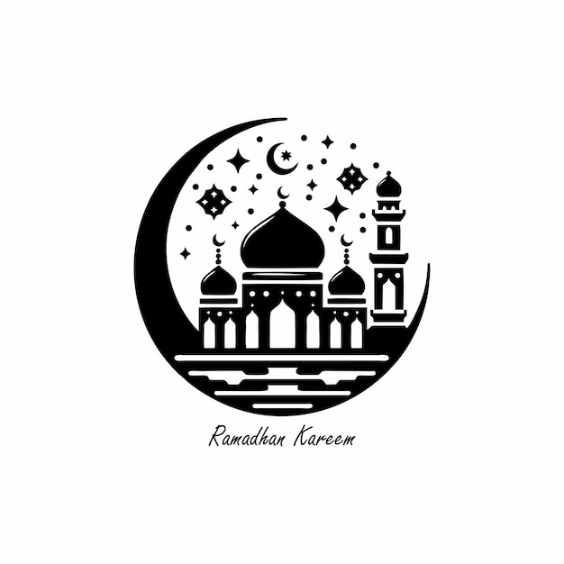 Ramadan logo black and white background