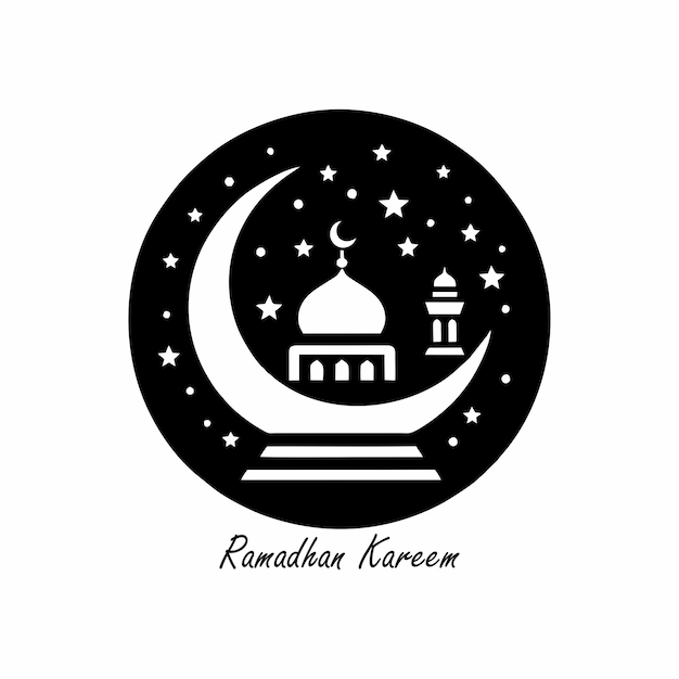 Ramadan logo black and white background