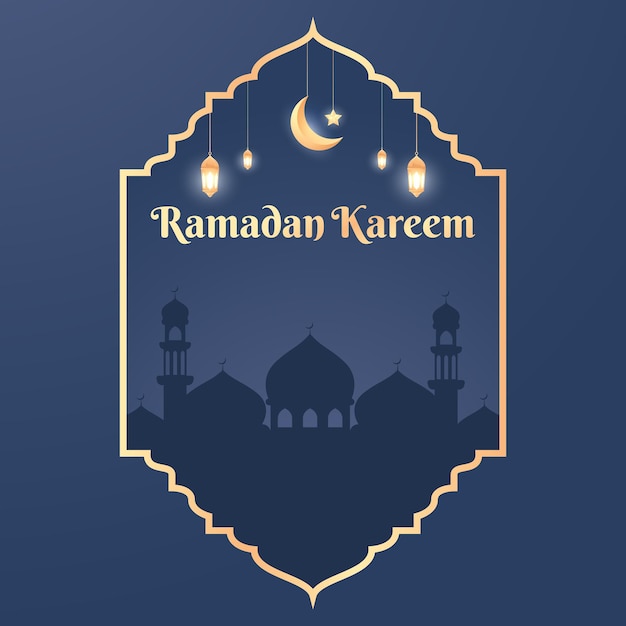 Ramadan luxe achtergrond Islamitische achtergrond met een combinatie van glanzende gouden lantaarns halve maan en moskee geschikt voor posters, banners, sociale media en meer