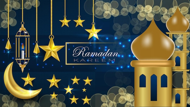 Design di sfondo lussuoso e dorato del ramadan