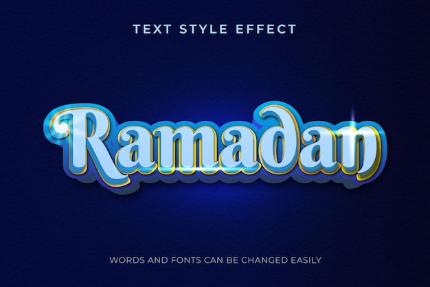 Ramadan Luxury blue and gold Editable Text Style Effect