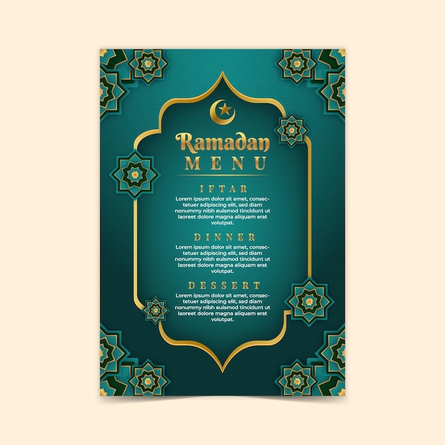 Vector ramadan menu sjabloon in realistische stijl