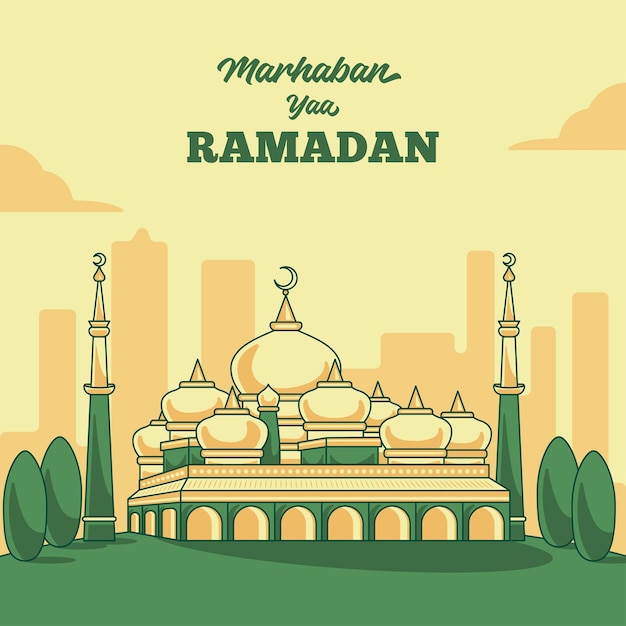 Ramadan middag prachtige moskee vectorillustratie perfect voor wenskaarten