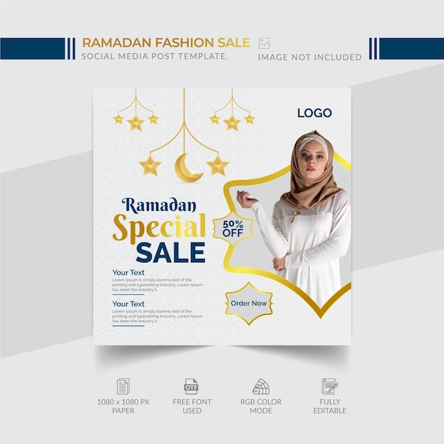 Ramadan mode verkoop social media post sjabloon banner advertentie ontwerp