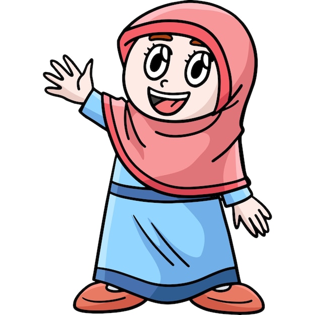 Vector ramadan moslim meisje cartoon gekleurde clipart