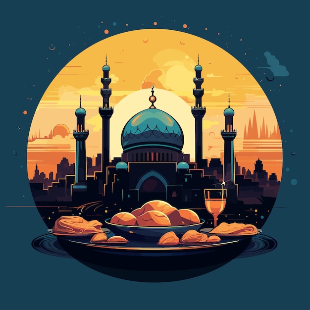ramadan mosque building illustration