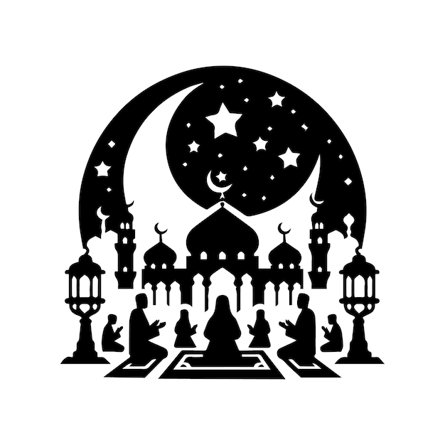 Ramadan mosque silhouette vector design