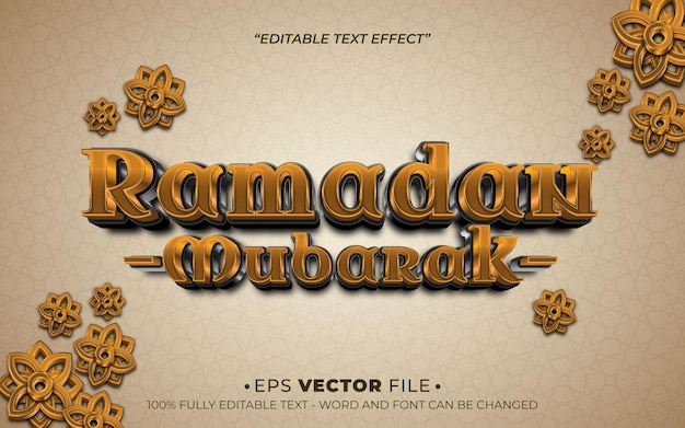 ramadan mubarak 3d tekst effect bewerkbare vector en achtergrond