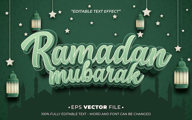 ramadan mubarak 3d tekst effect bewerkbare vector en achtergrond