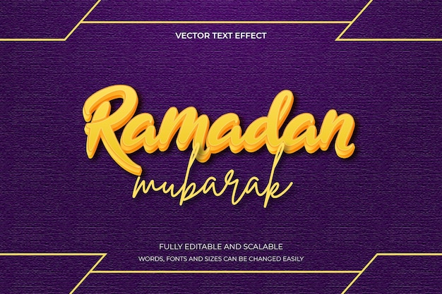 Ramadan Mubarak 3d text effect vector design