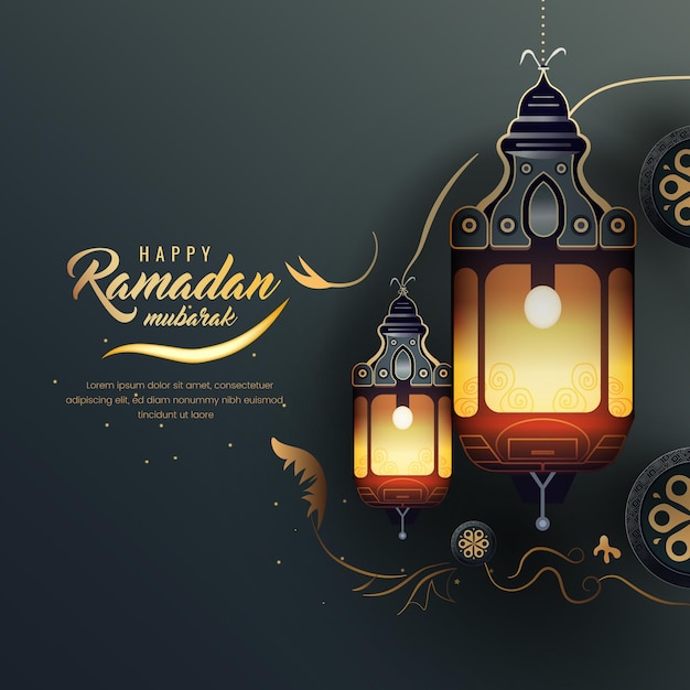 Vector ramadan mubarak 3d vector square template for social media and instagram post