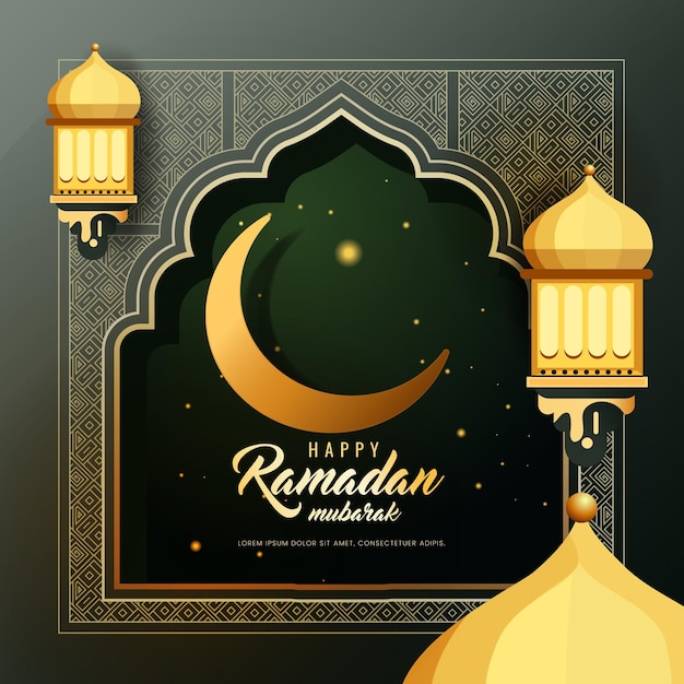 Ramadan mubarak 3d vector vierkante sjabloon voor sociale media en instagram post