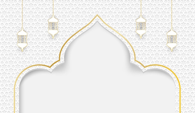 Ramadan mubarak background Design with lantern shape white background Vector