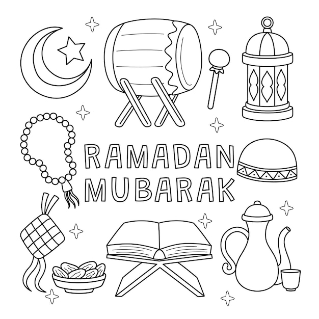 Ramadan Mubarak Coloring Page for Kids