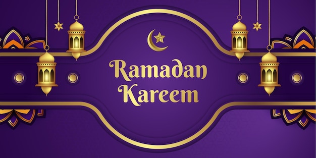 Vector ramadan mubarak decoratie gouden arabisch lantaarnfestival