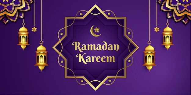 Vector ramadan mubarak decoration gold arabic lantern festival