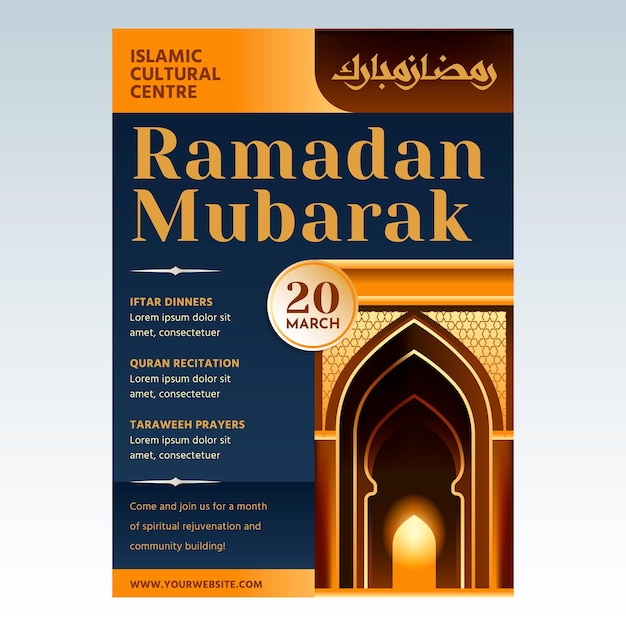 Ramadan mubarak flyer design template and background