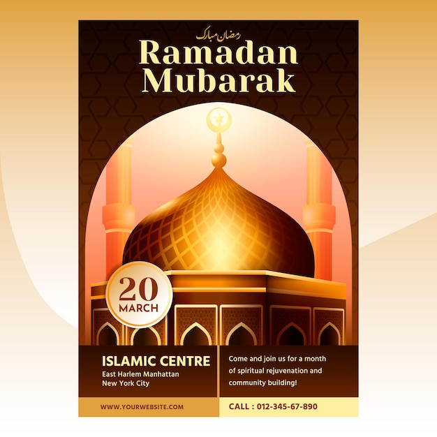 Vector ramadan mubarak flyer ontwerpsjabloon en achtergrond