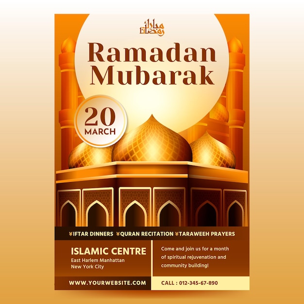 Vector ramadan mubarak flyer ontwerpsjabloon en achtergrond