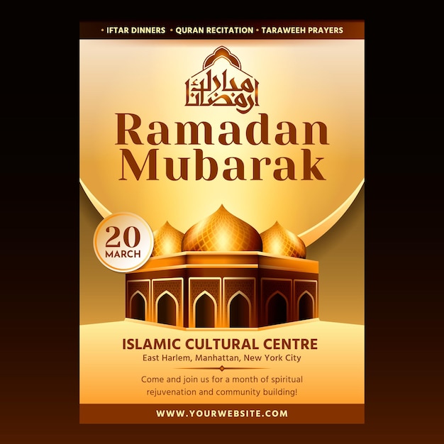 Vector ramadan mubarak flyer ontwerpsjabloon en achtergrond