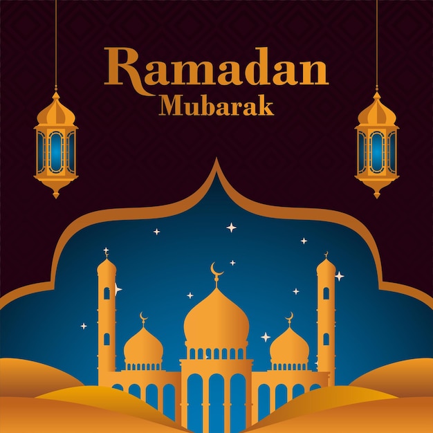 Ramadan Mubarak golden design template