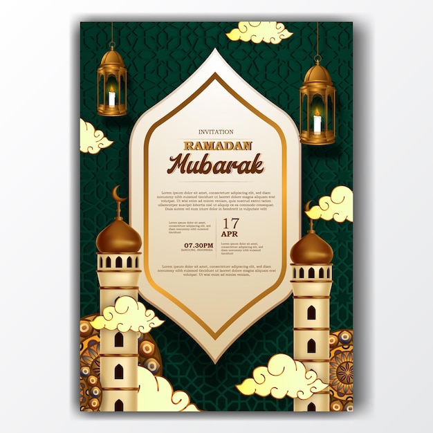 Manifesto dell'invito di ramadan mubarak