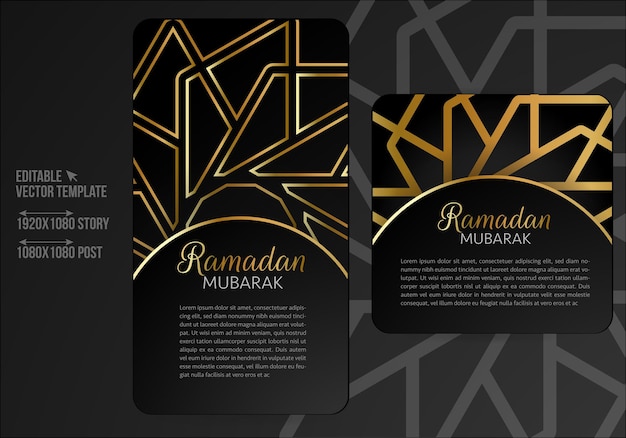 Ramadan Mubarak Islamic Elegant Green and Golden Luxury Ornamental Background for Social Media