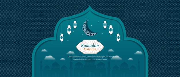 Ramadan Mubarak Islamic horizontal banner template