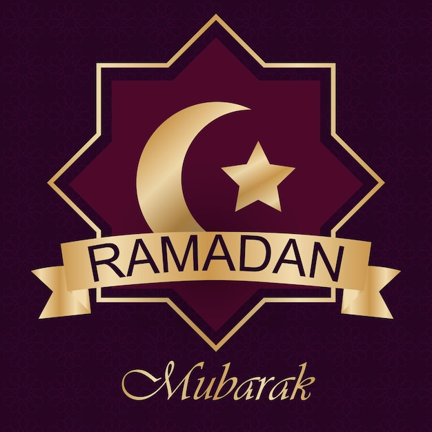 RAMADAN MUBARAK ISLAMIC MOON AND STAR GOLDEN