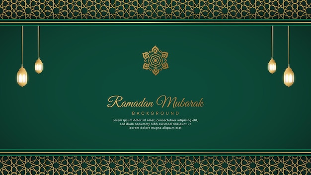 Ramadan Mubarak islamitische Arabische groene luxe achtergrond met geometrische patroon en mooi ornament