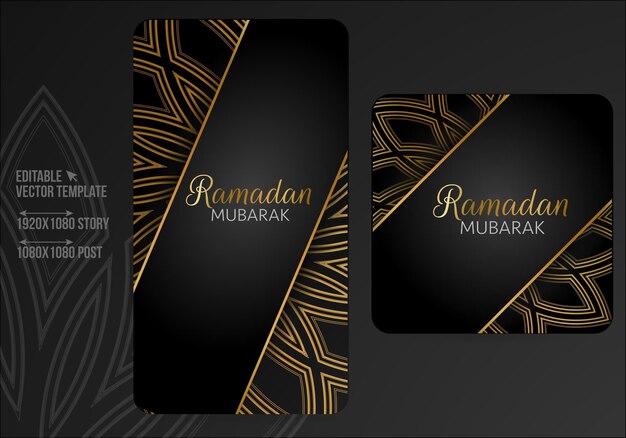 Ramadan Mubarak Islamitische elegante groene en gouden luxe decoratieve achtergrond voor sociale media