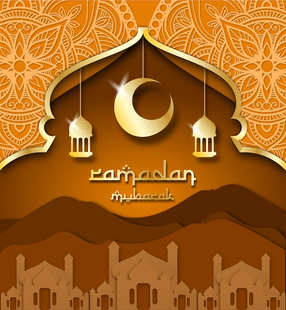 Vector ramadan mubarak-kaartgroet